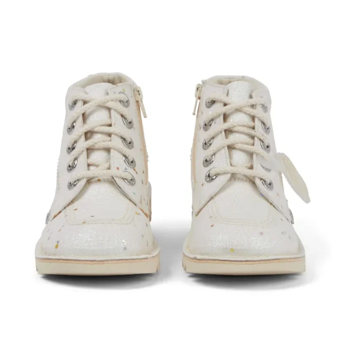 Junior Unisex Kick Hi Glitter Boots White