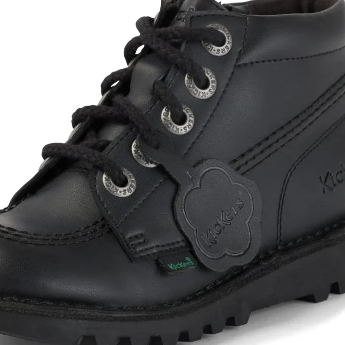 Junior Unisex Kick Hi Zip Leather Alternative Black
