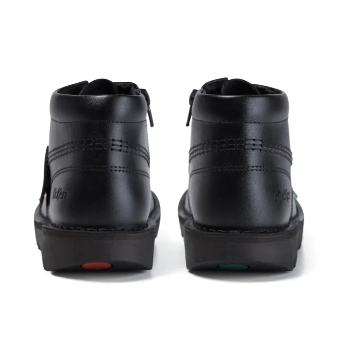 Junior Unisex Kick Hi Zip Leather Black