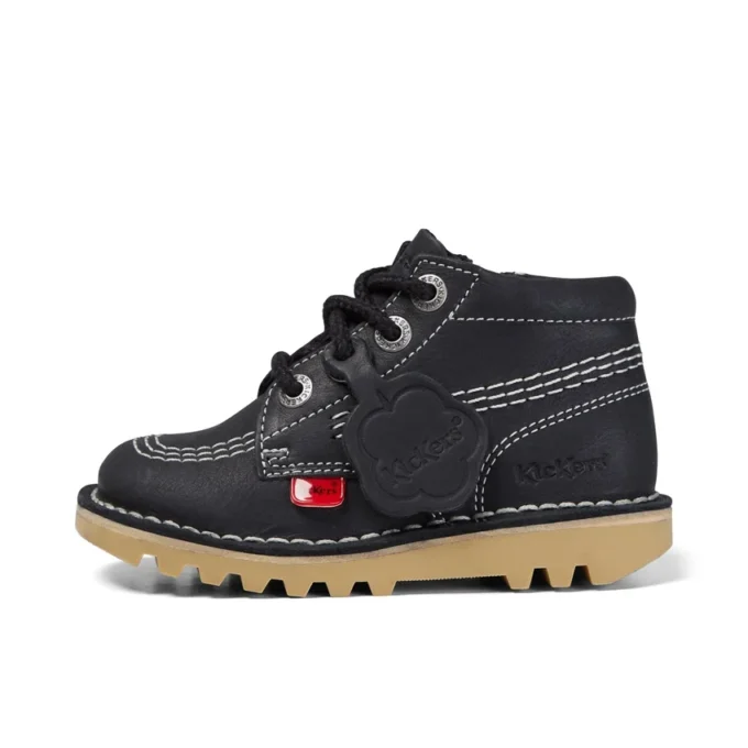 Junior Unisex Kick Hi Zip Leather Black/White