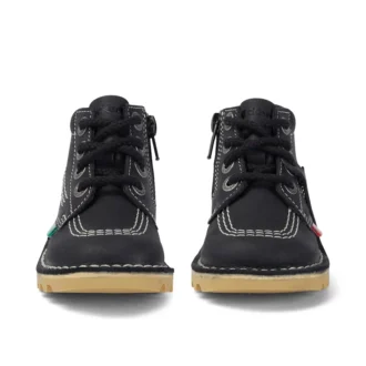 Junior Unisex Kick Hi Zip Leather Black/White