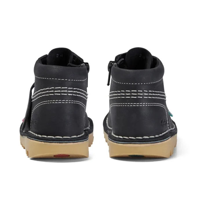 Junior Unisex Kick Hi Zip Leather Black/White