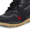 Junior Unisex Kick Hi Zip Leather Black/White