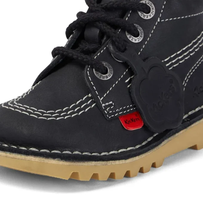 Junior Unisex Kick Hi Zip Leather Black/White