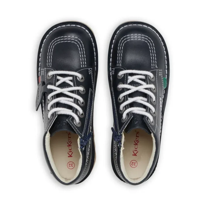Junior Unisex Kick Hi Zip Leather Navy