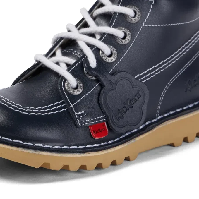 Junior Unisex Kick Hi Zip Leather Navy