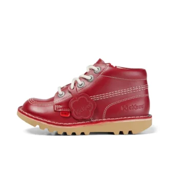 Junior Unisex Kick Hi Zip Leather Red