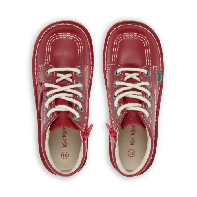 Junior Unisex Kick Hi Zip Leather Red