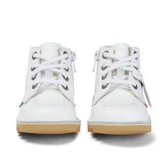 Junior Unisex Kick Hi Zip Leather White