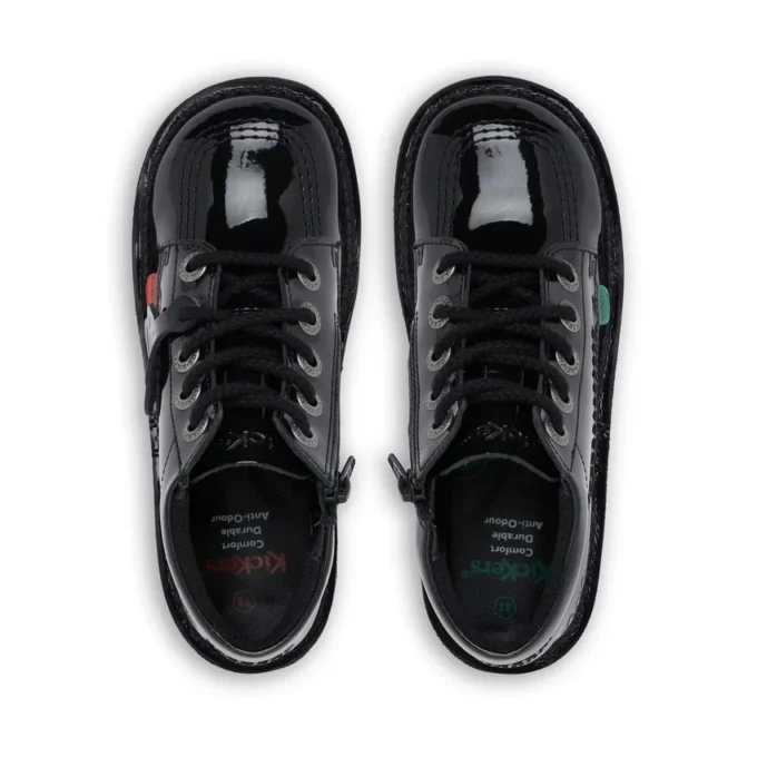 Junior Unisex Kick Hi Zip Patent Leather Black