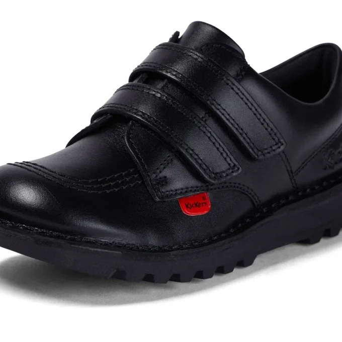 Junior Unisex Kick Lo Twin Vel Leather Black