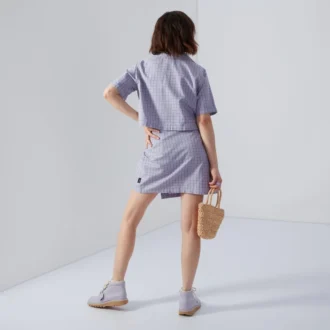 Women’s Cropped Checked Shirt Lilac
