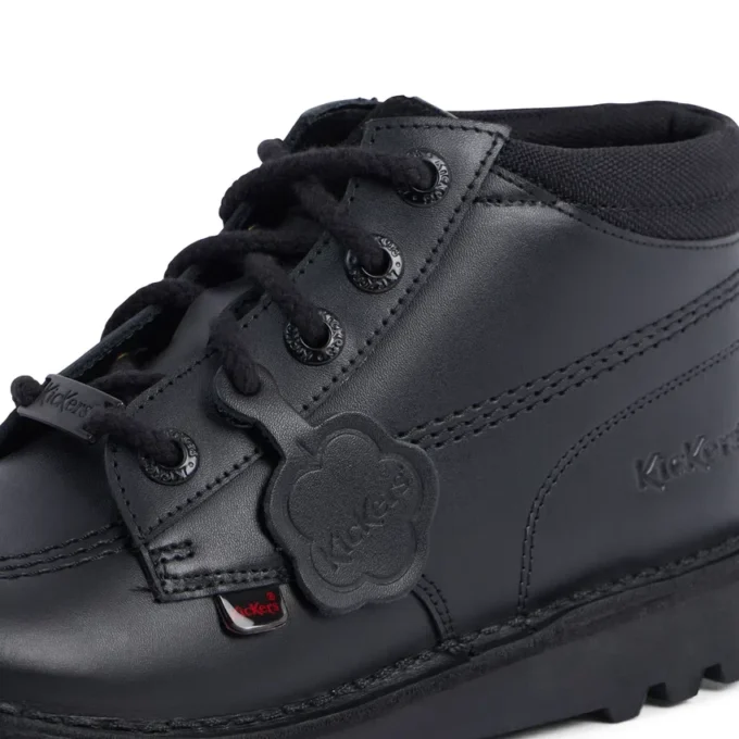 Youth Unisex Kick Hi Mix Mesh Leather Black