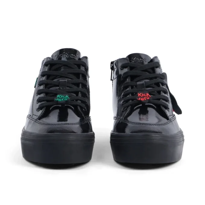 Youth Women Tovni Stack Hi Flower Patent Leather Black