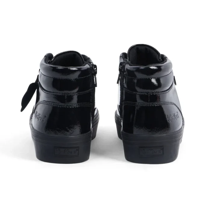 Youth Women Tovni Stack Hi Flower Patent Leather Black