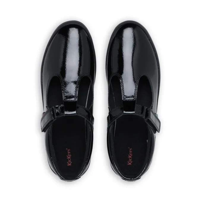 Youth Womens Kariko T Bar Patent Leather Black