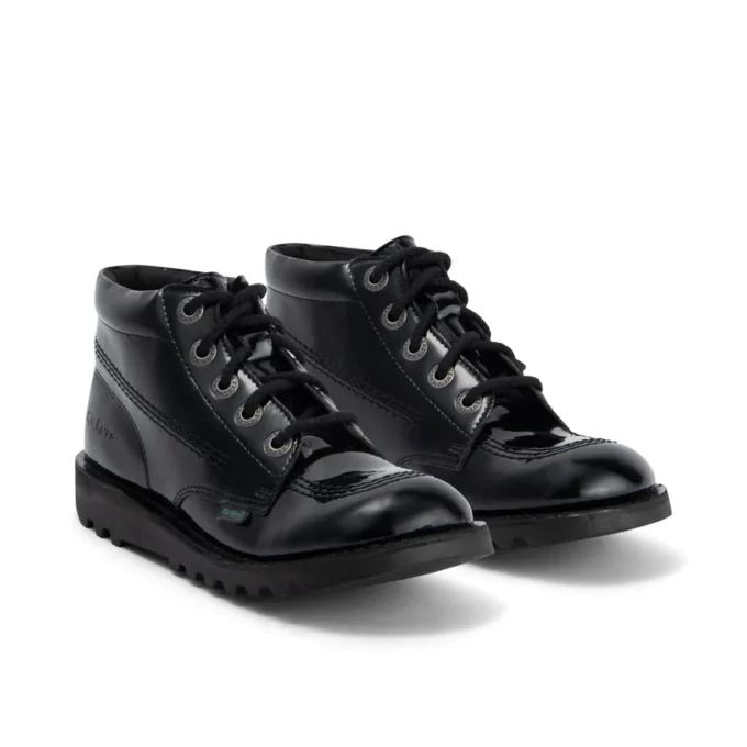 Youth Womens Kick Hi Leather Alternative Patent Leather Black