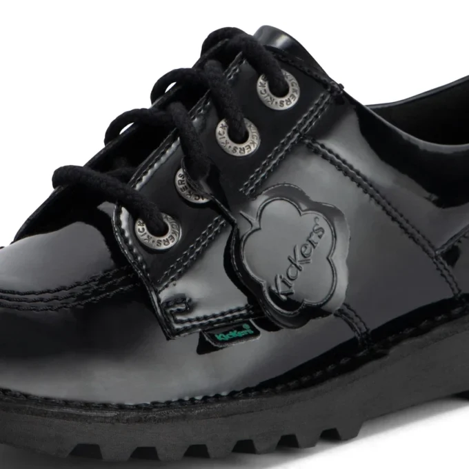 Youth Womens Kick Lo Leather Alternative Patent Leather Black