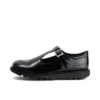 Youth Womens Kick T Bar Leather Alternative Patent Leather Black