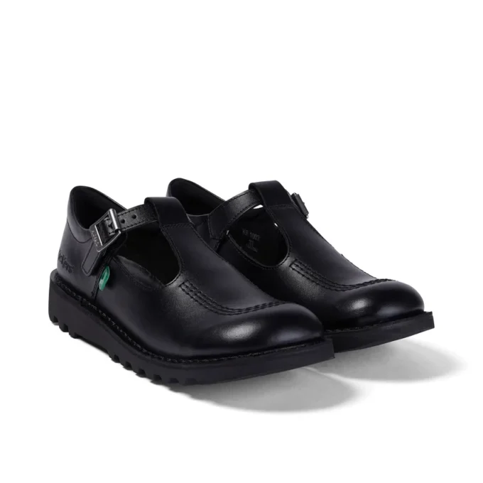 Youth Womens Kick T Bar Leather Black