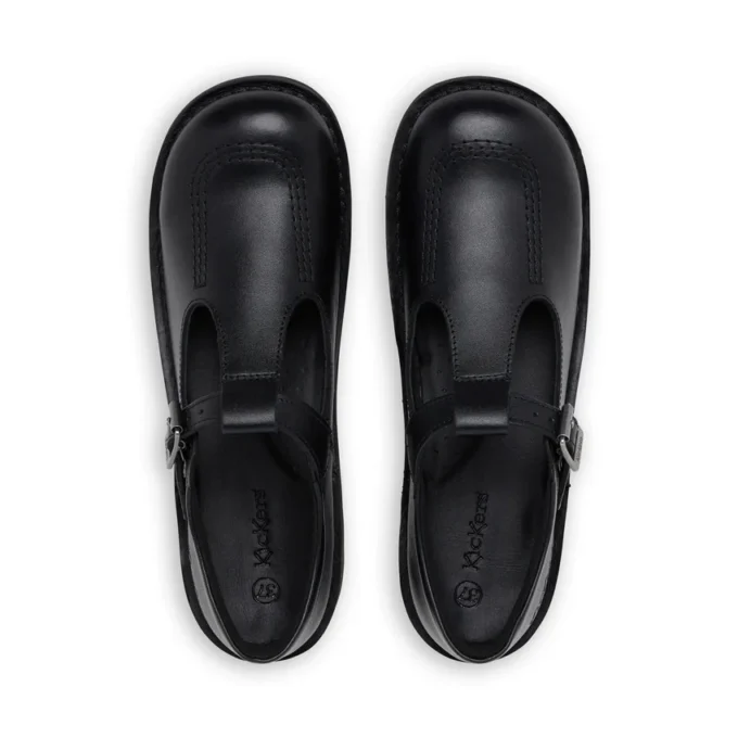 Youth Womens Kick T Bar Leather Black