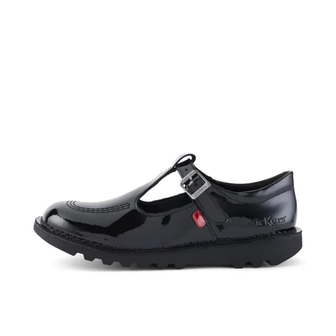 Youth Womens Kick T Bar Patent Leather Black