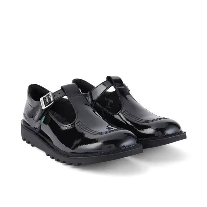Youth Womens Kick T Bar Patent Leather Black