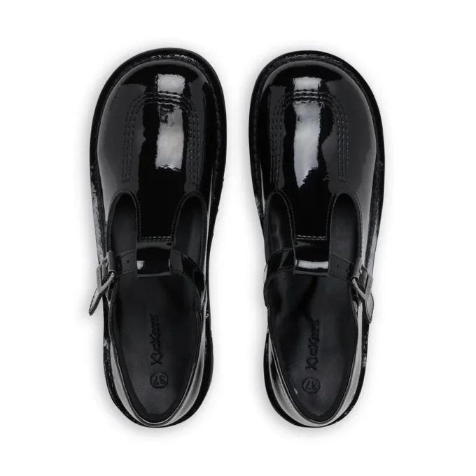 Youth Womens Kick T Bar Patent Leather Black