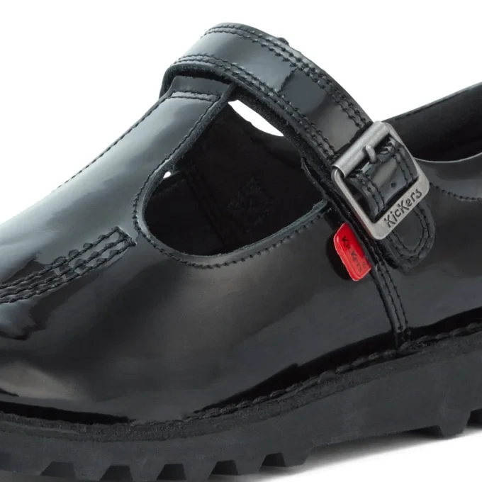 Youth Womens Kick T Bar Patent Leather Black