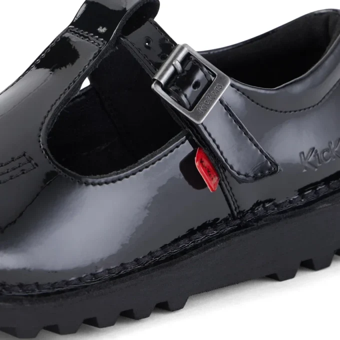 Youth Womens Kick T Bar Patent Leather Black