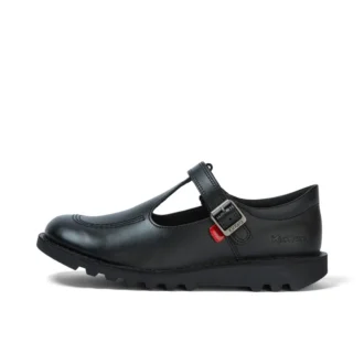Youth Womens Kick T Bar Vel Leather Black