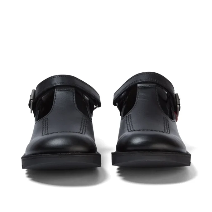 Youth Womens Kick T Bar Vel Leather Black