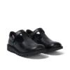 Youth Womens Kick T Bar Vel Leather Black