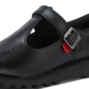 Youth Womens Kick T Bar Vel Leather Black