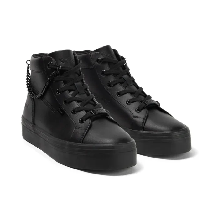 Youth Womens Tovni Hi Stack Chain Leather Black