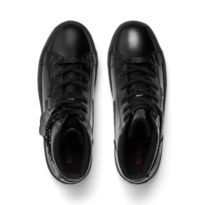 Youth Womens Tovni Hi Stack Chain Patent Leather Black