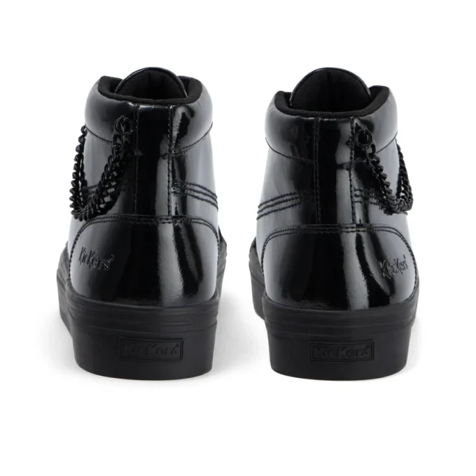 Youth Womens Tovni Hi Stack Chain Patent Leather Black