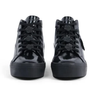 Youth Womens Tovni Stack Hi Flower Patent Leather Black