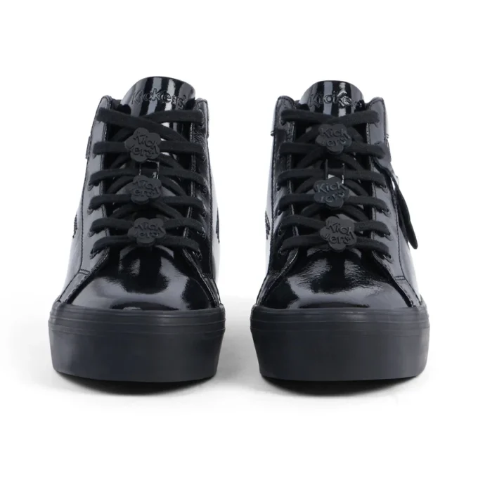 Youth Womens Tovni Stack Hi Flower Patent Leather Black