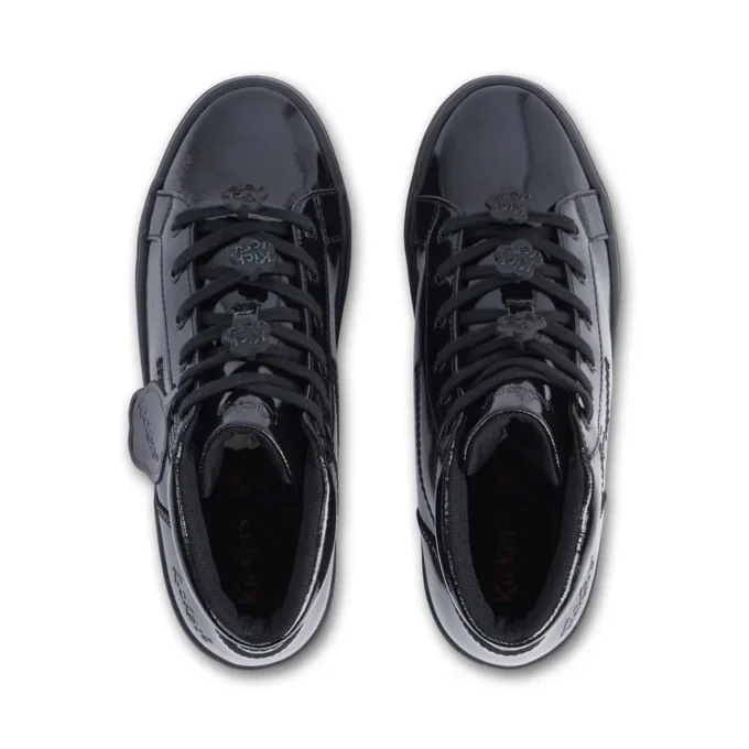 Youth Womens Tovni Stack Hi Flower Patent Leather Black