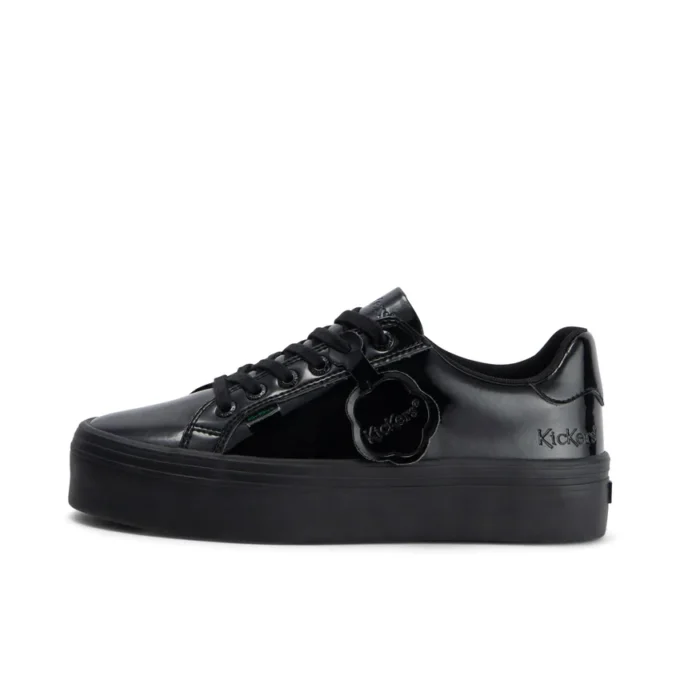 Youth Womens Tovni stack Leather Alternative Patent Leather Black